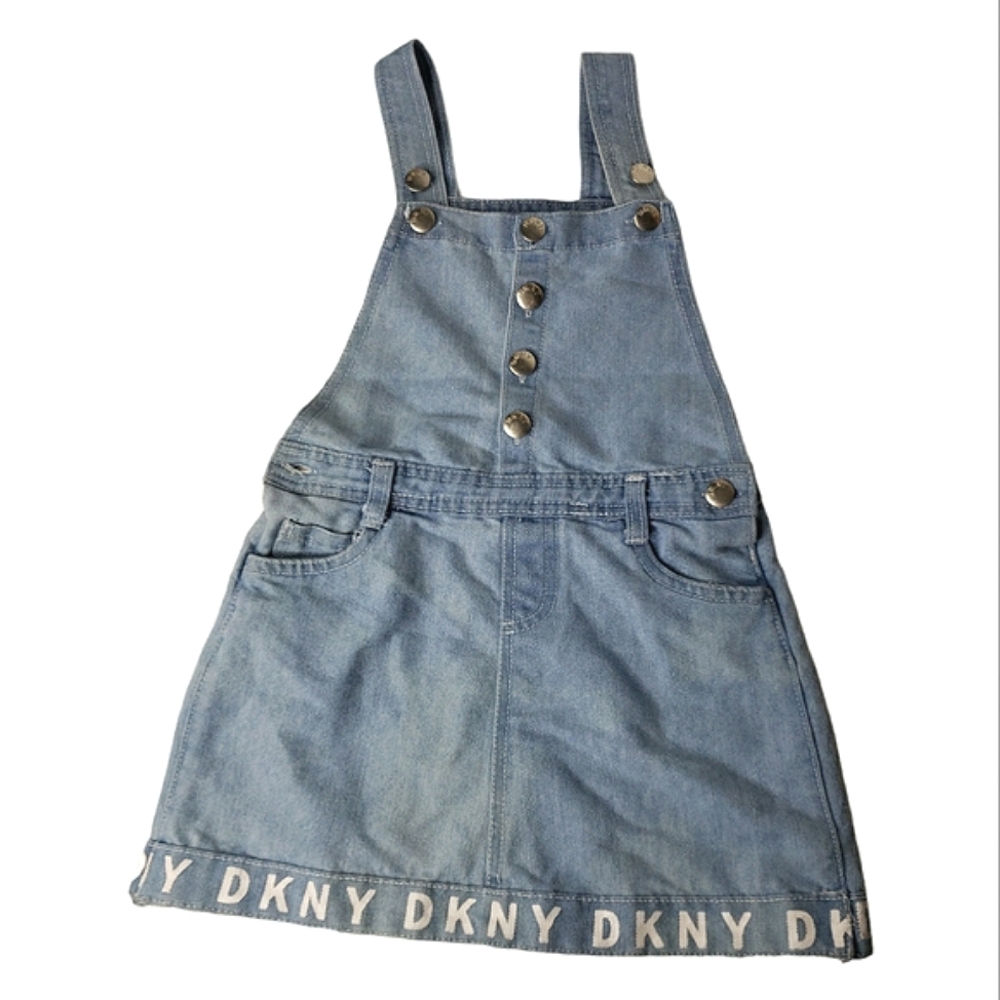 Girls One Piece Bibb Skirt Summer Denim Jeans Western Styling Skirtall DKNY Sz 6